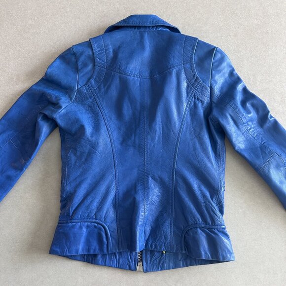 Doma Electric Blue Leather Jacket with Detachable Hood ALT ASO Clary Fray - Picture 8 of 14